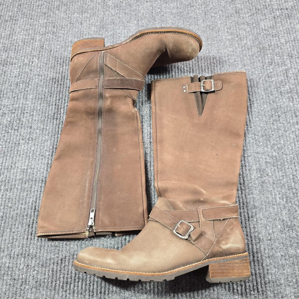 LL Bean Riding Boots Womens Size 9 Brown Nubuck Knee High Tall Buckle Zip